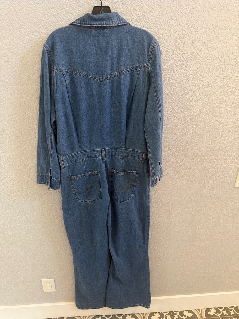 Levi’s Blue Overalls Wide Leg Long Sleeve Denim Jumpsuit Size Large - Picture 6 of 8
